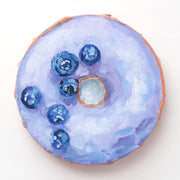Blueberry donut, original acrylic painting on canvas - 4 x 4 inches